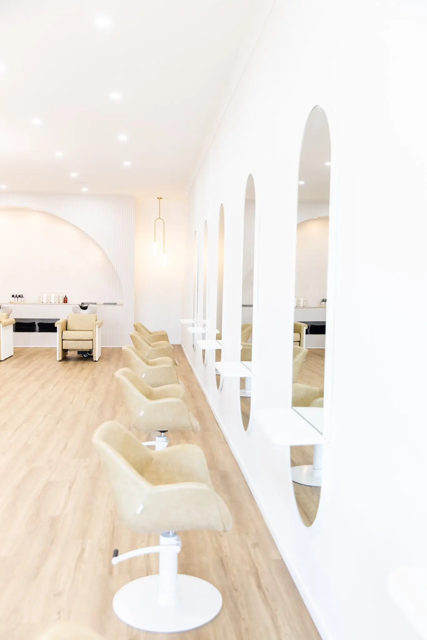 Styling chairs and mirrors in the hair colour area at Ergo and Mane organic salon, Bridgewater near Bendigo